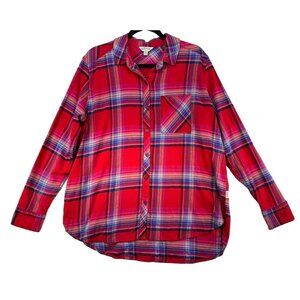 Orvis Womens Flannel Plaid Button-Up Long Sleeve Shirt XL Red Blue